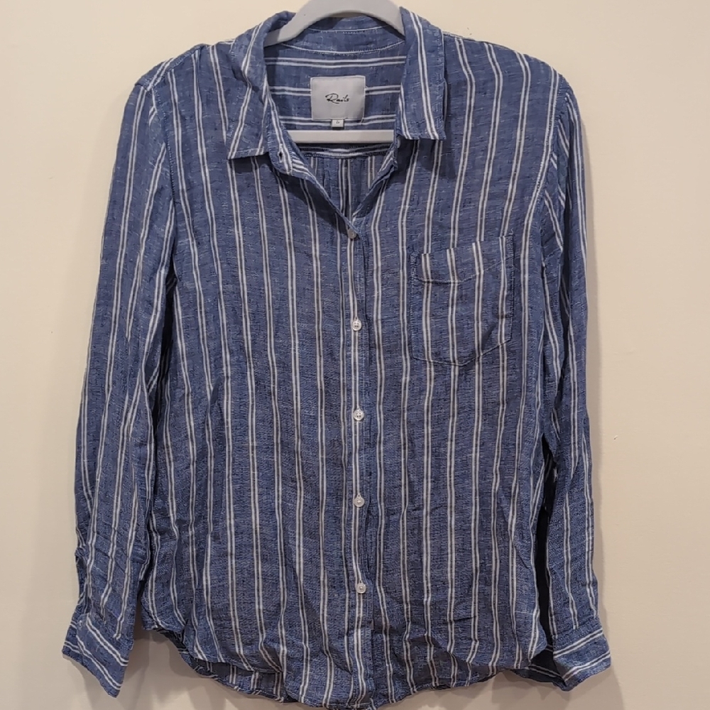 Rails Nautical Blue White Striped Button Down